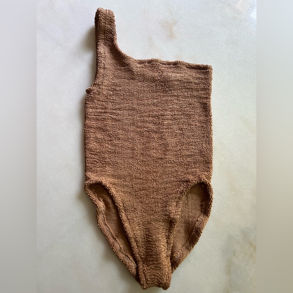 Hunza G Nancy One Shoulder OS Metallic Cocoa